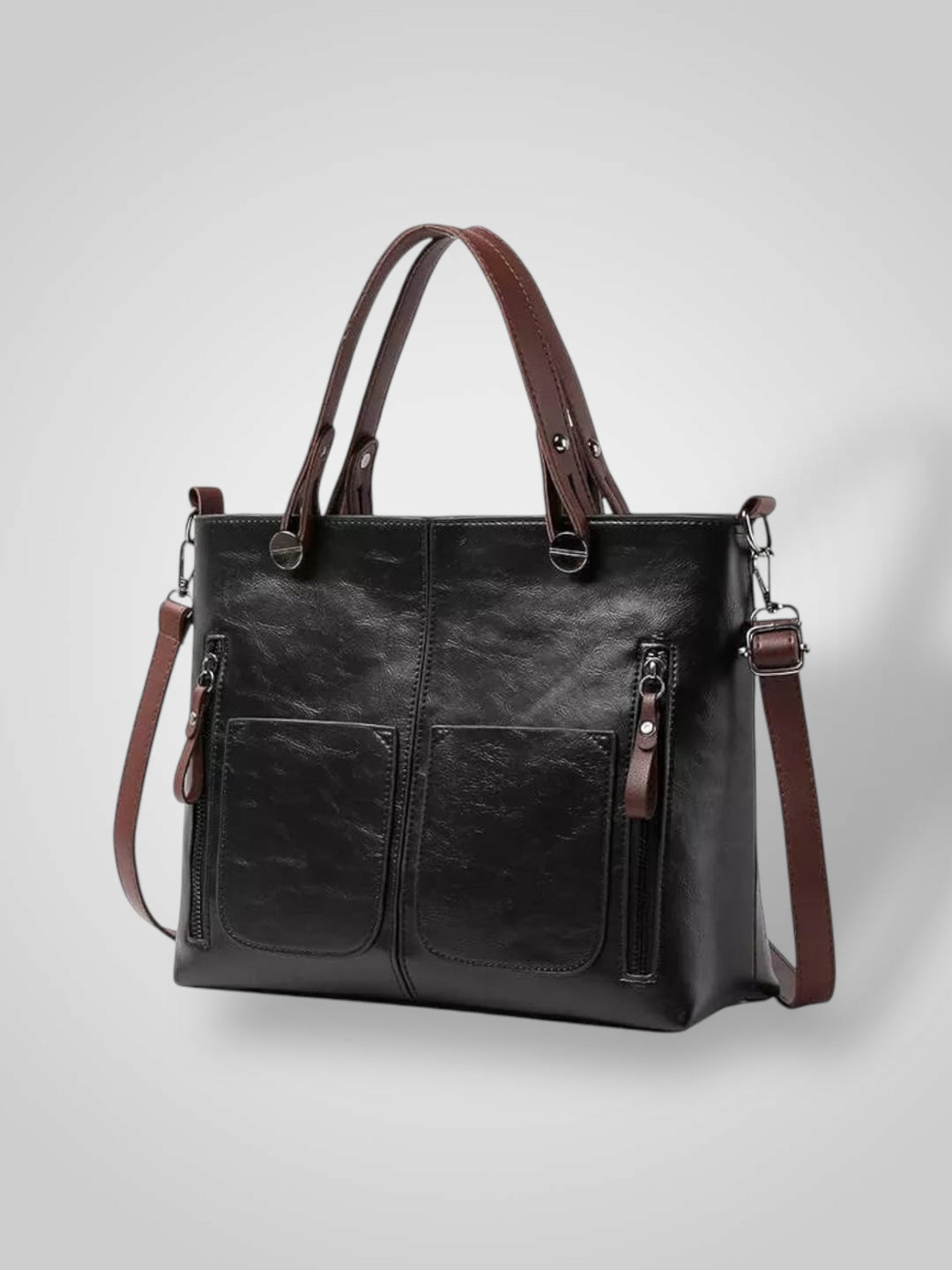 Leather Shoulder Bag with Flap Closure