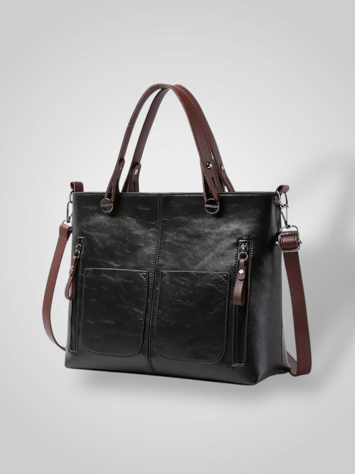 Leather Shoulder Bag with Flap Closure