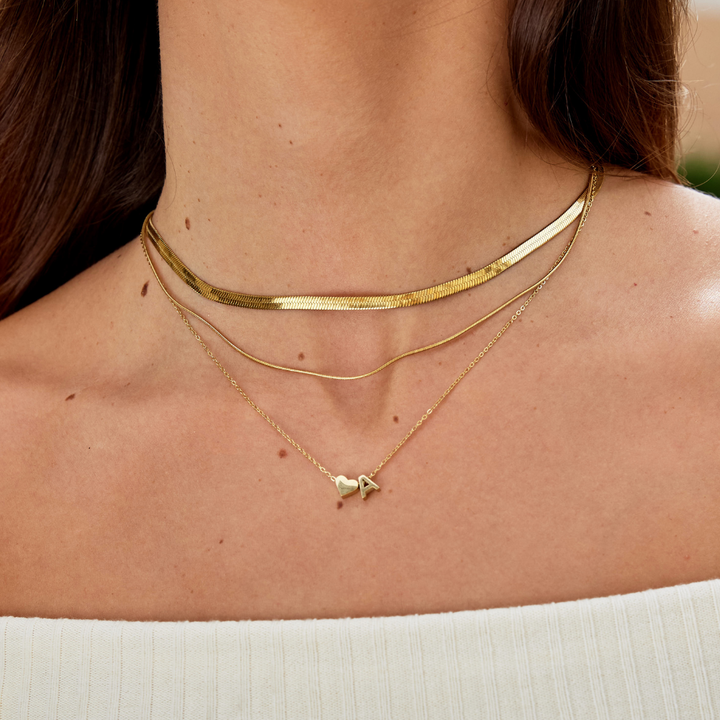 Emmeline | Initial Necklace with Heart Pendant