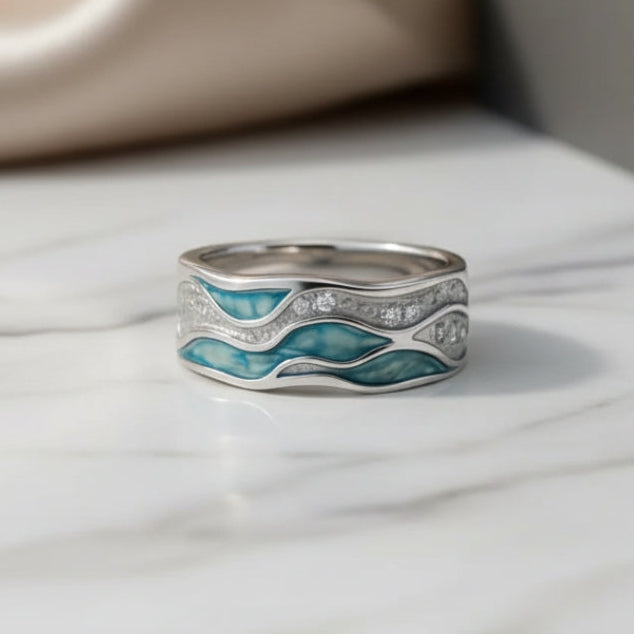 Morwenna | Turquoise Wave Silver Ring