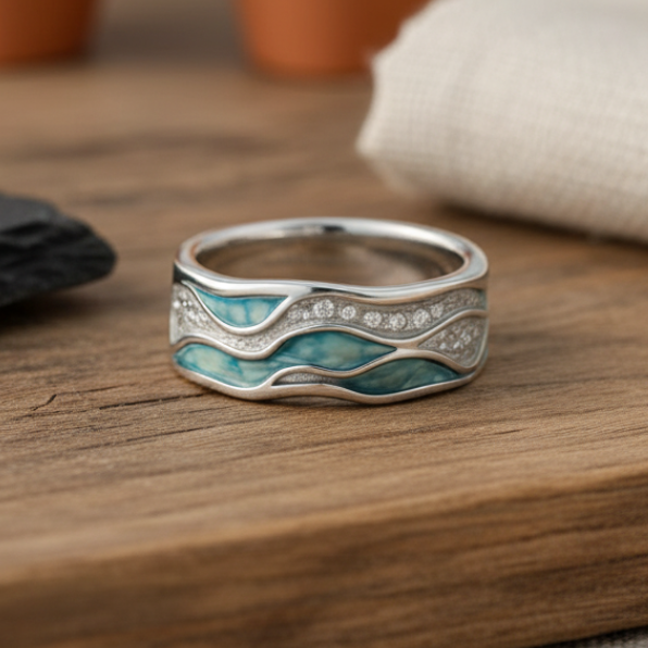 Morwenna | Turquoise Wave Silver Ring