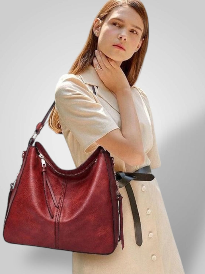 Structured Leather Bag with Convertible Strap
