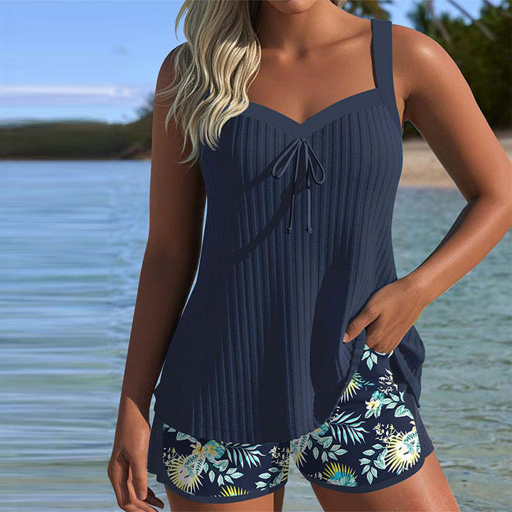 BEATRICE | STRIPED TANKINI SET WITH BEACH SHORTS