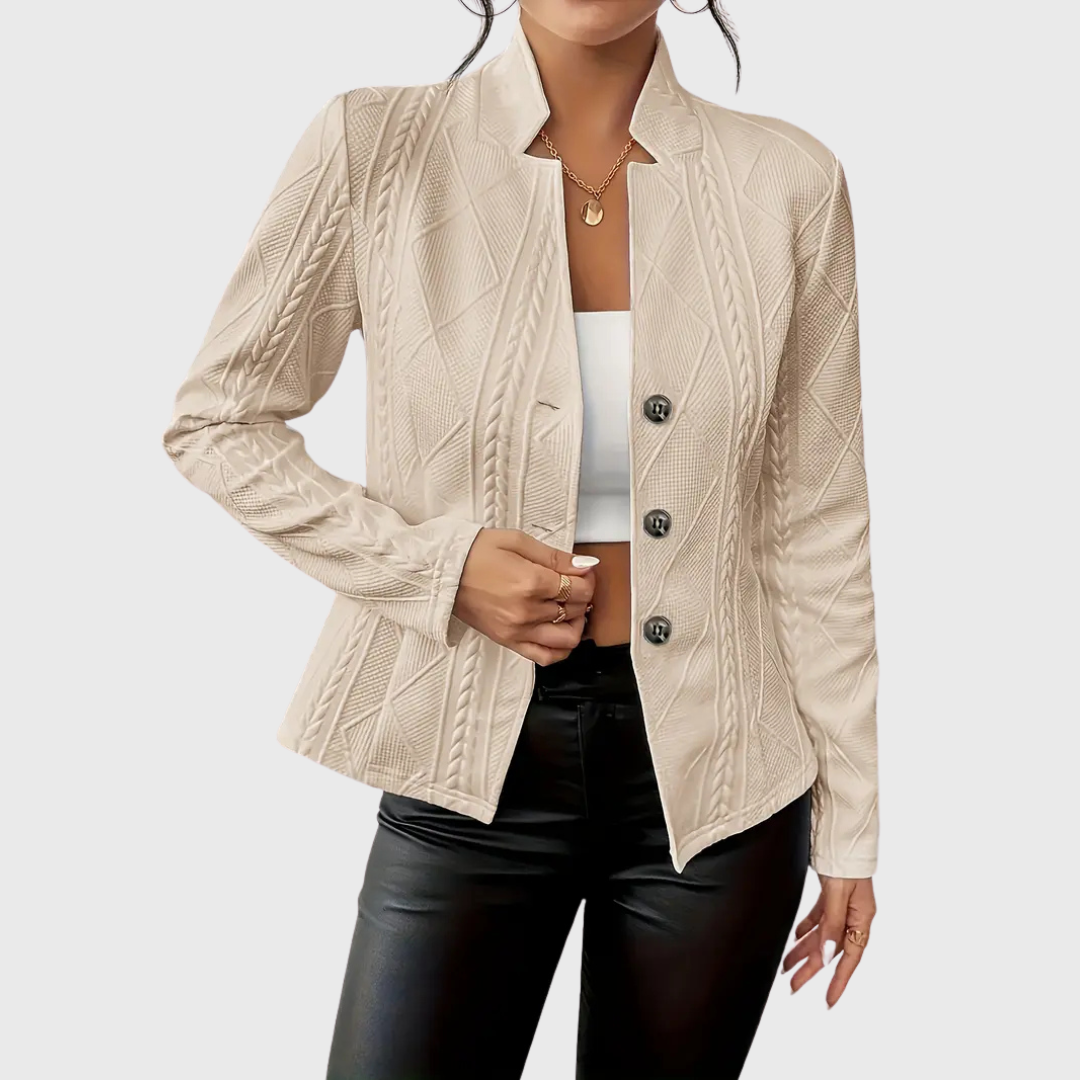 PRISCILLA | TEXTURED CABLE-KNIT BLAZER