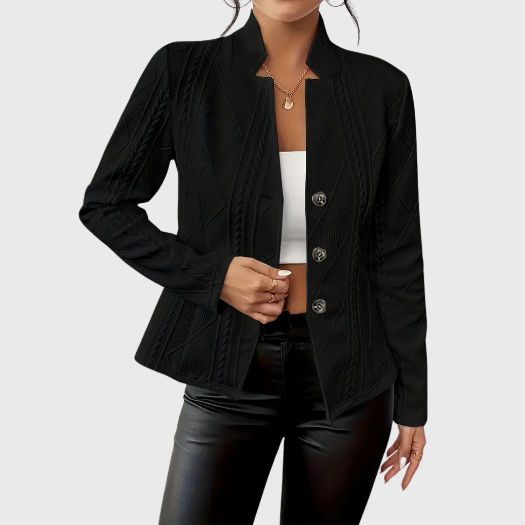 PRISCILLA | TEXTURED CABLE-KNIT BLAZER