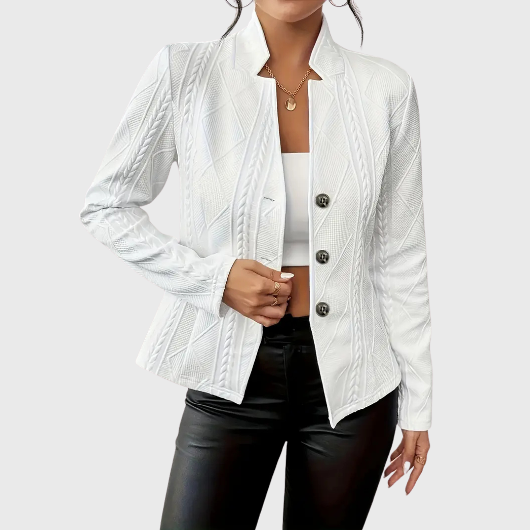 PRISCILLA | TEXTURED CABLE-KNIT BLAZER