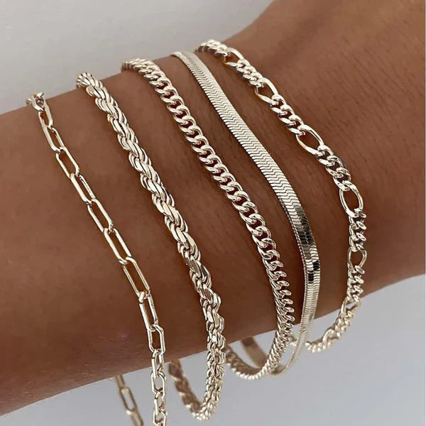 Cressida | Five-Piece Gold Bracelet Set
