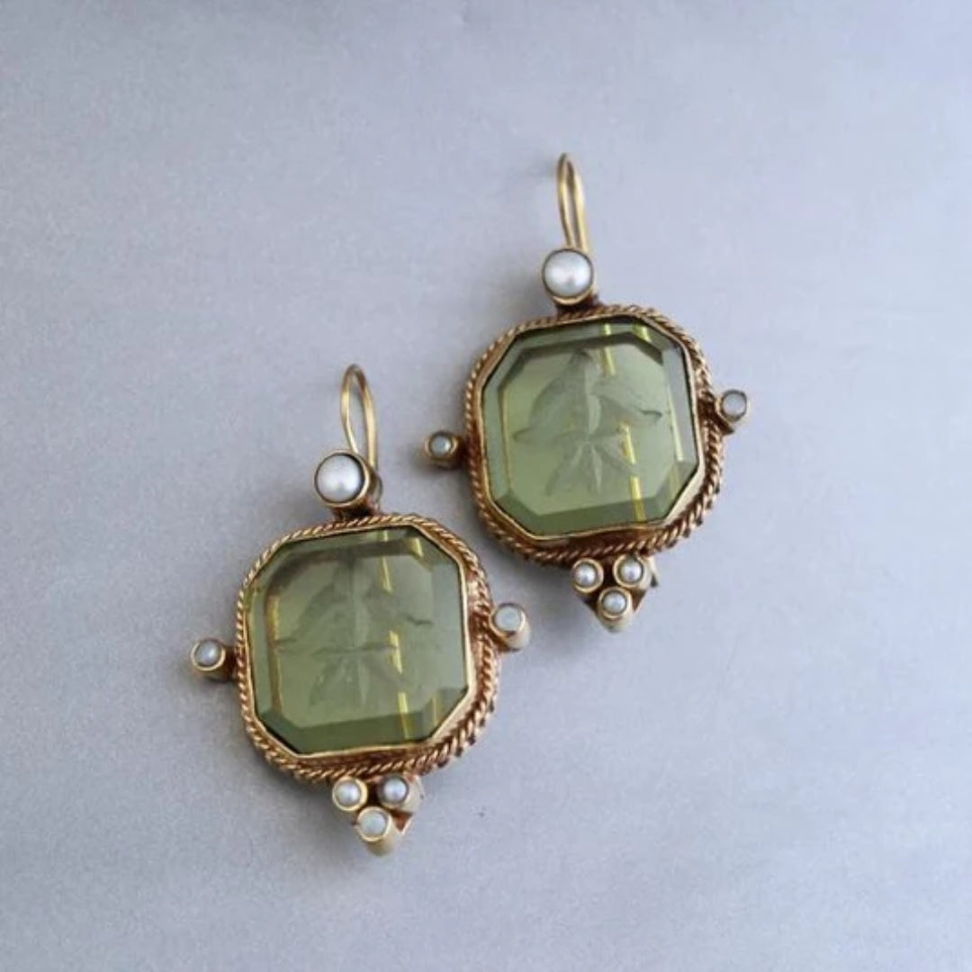 Nina | Vintage Green Crystal Earrings