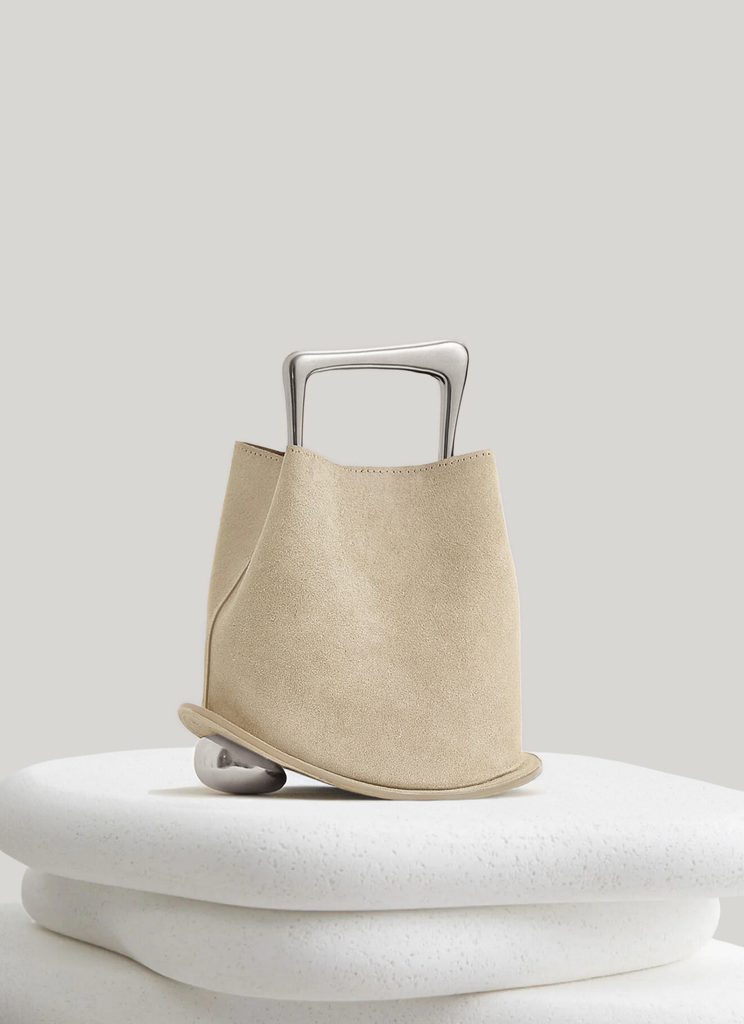 Suede Shoulder Bag with Zipped Inner Pouch