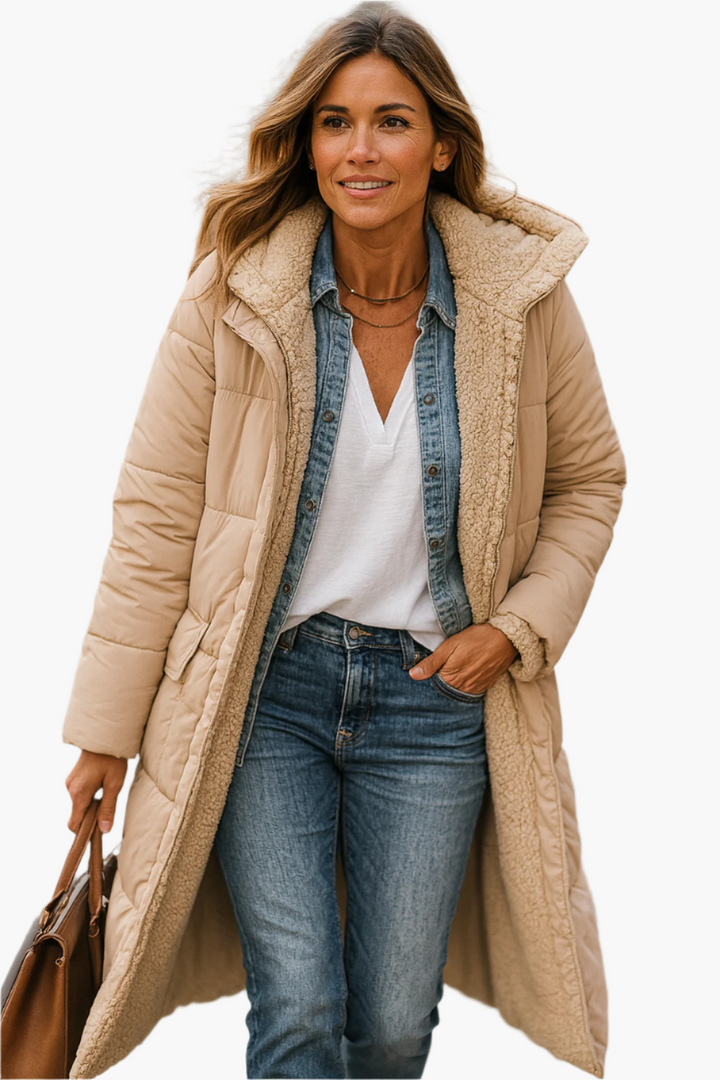 Womens Hooded Longline Puffer Coat
