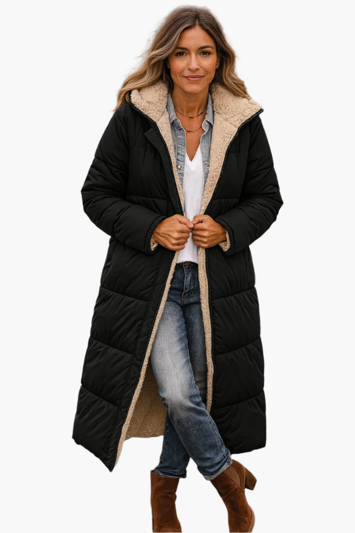 Womens Hooded Longline Puffer Coat