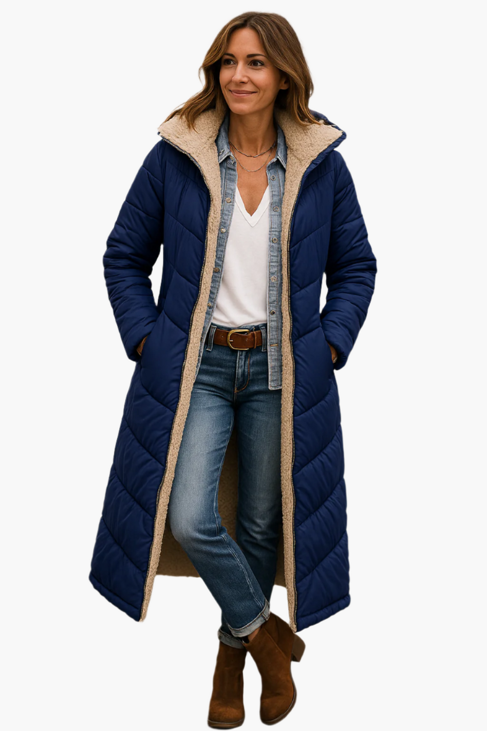 Womens Hooded Longline Puffer Coat