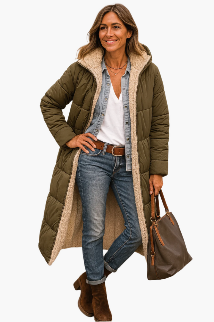Womens Hooded Longline Puffer Coat