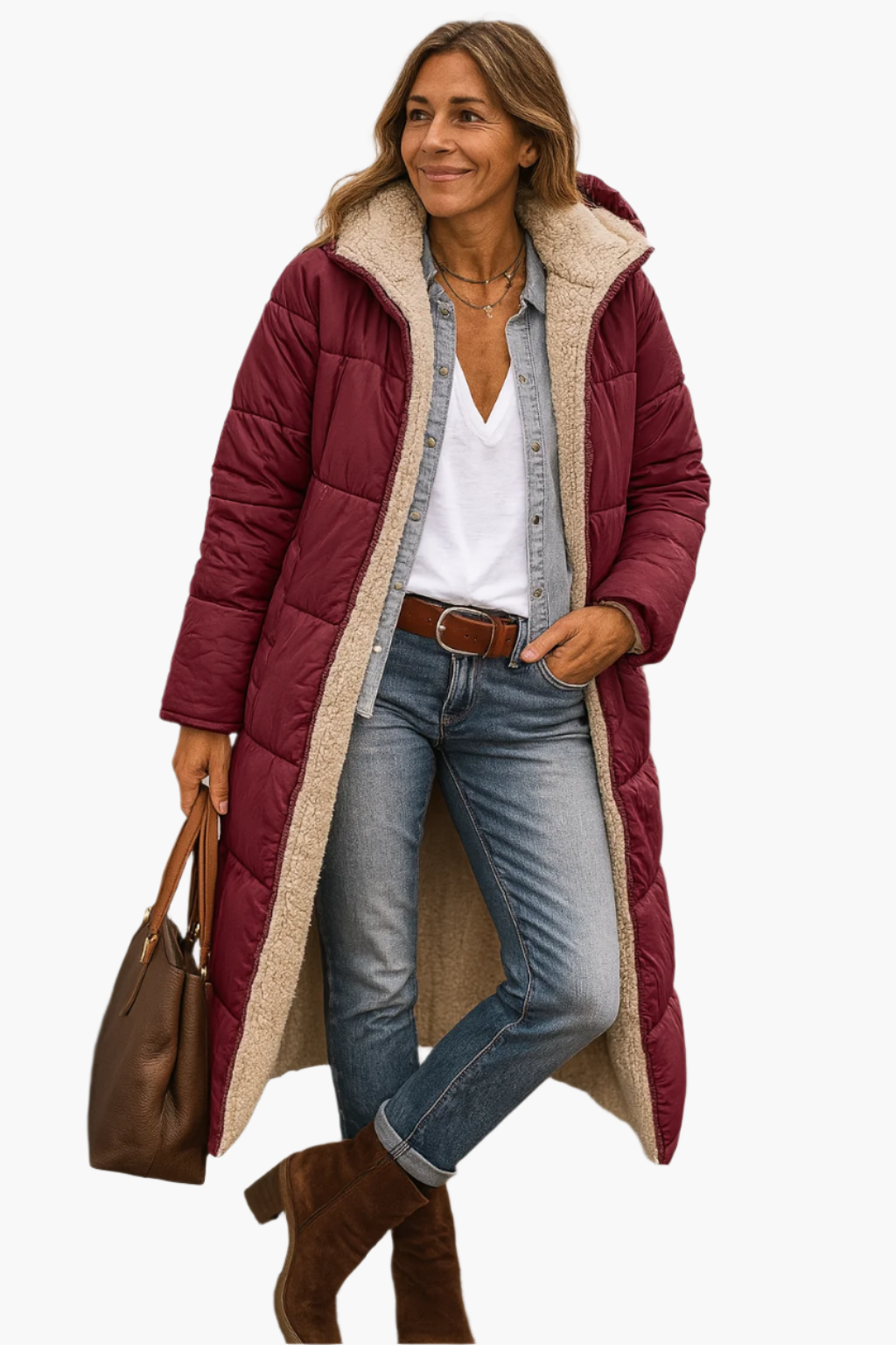 Womens Hooded Longline Puffer Coat