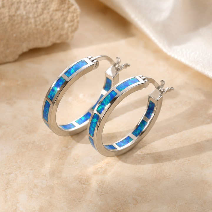 Sidonie | Circle Earrings with Blue Fire Opal