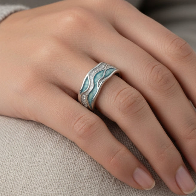 Morwenna | Turquoise Wave Silver Ring