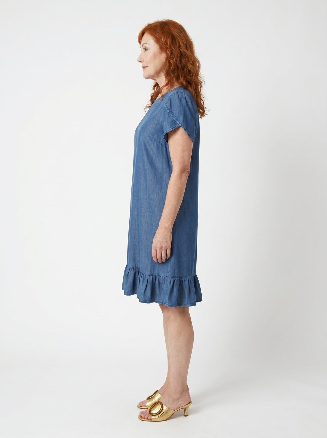 ÉILÍS | CASUAL DENIM-STYLE RUFFLE DRESS