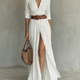 SEOIRSEAN | PLEATED LINEN BLEND MAXI DRESS