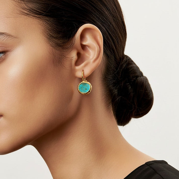 Tessa | Gold Earrings with Turquoise Stone