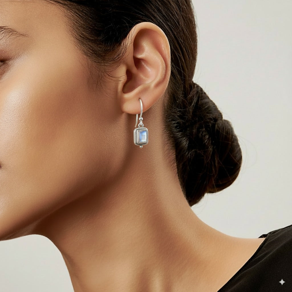Beatrice | Vintage Square Moonstone Earrings