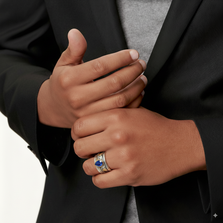 Ailsa | Vintage Silver Ring with Blue Crystal