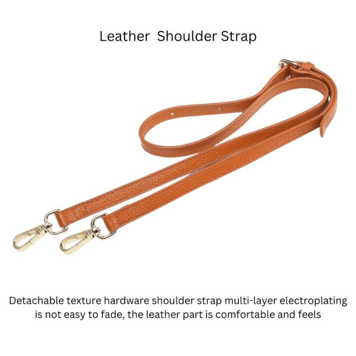 Litchi-Grain Leather Handbag with Adjustable Strap