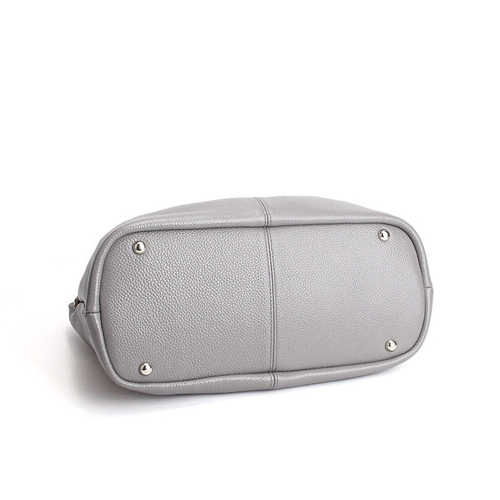 Litchi-Grain Leather Handbag with Adjustable Strap