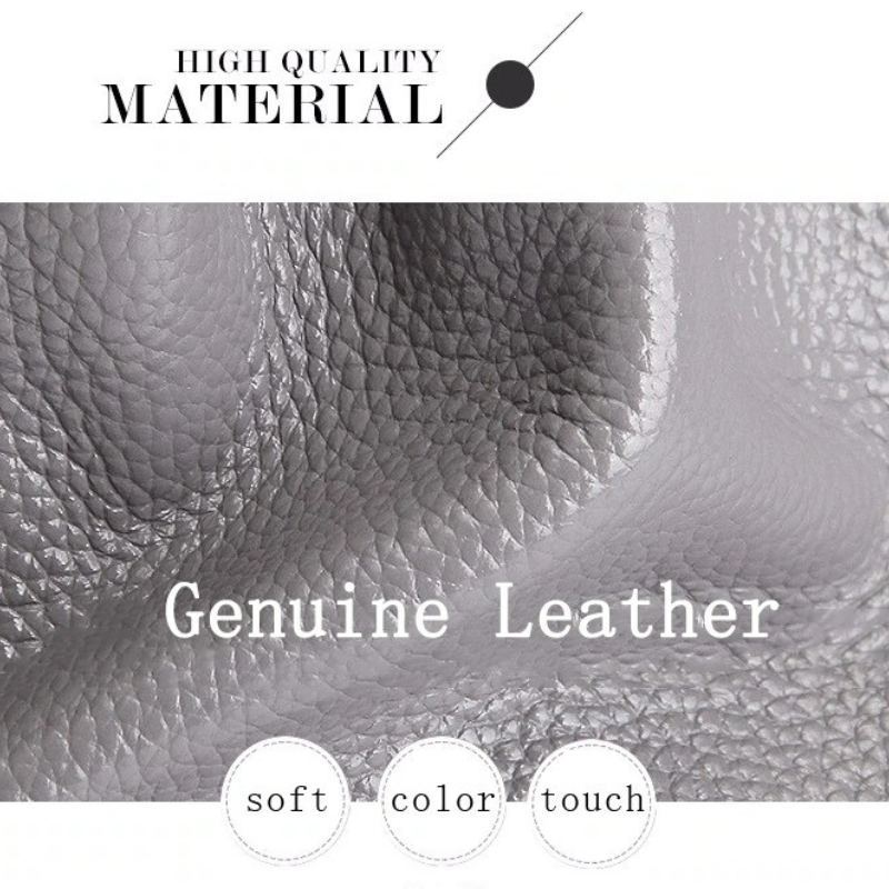 Litchi-Grain Leather Handbag with Adjustable Strap