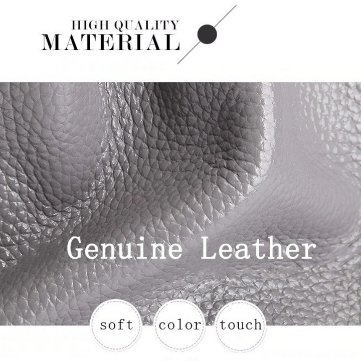 Litchi-Grain Leather Handbag with Adjustable Strap