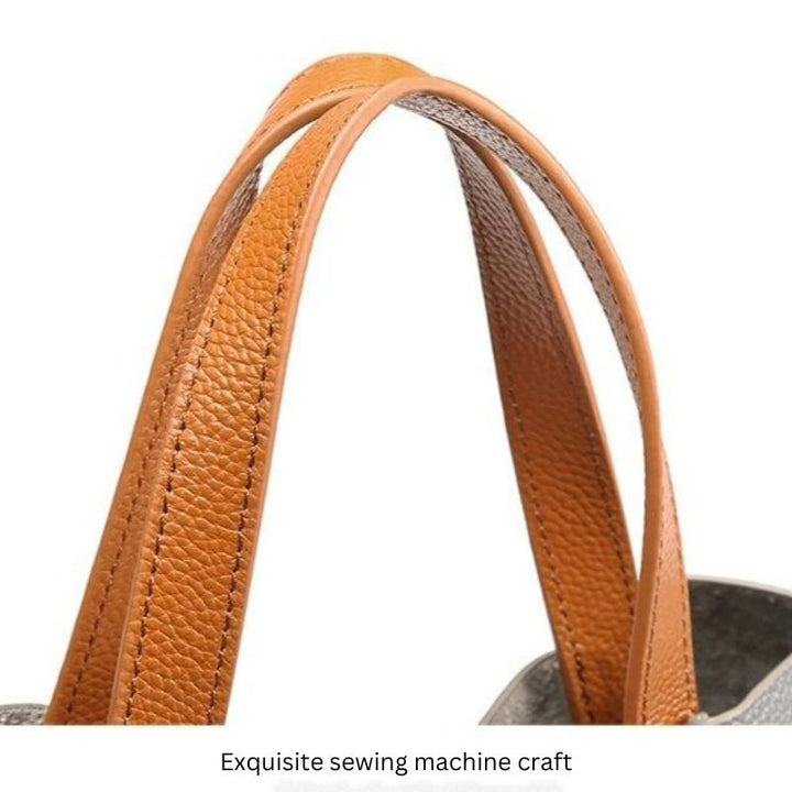 Litchi-Grain Leather Handbag with Adjustable Strap