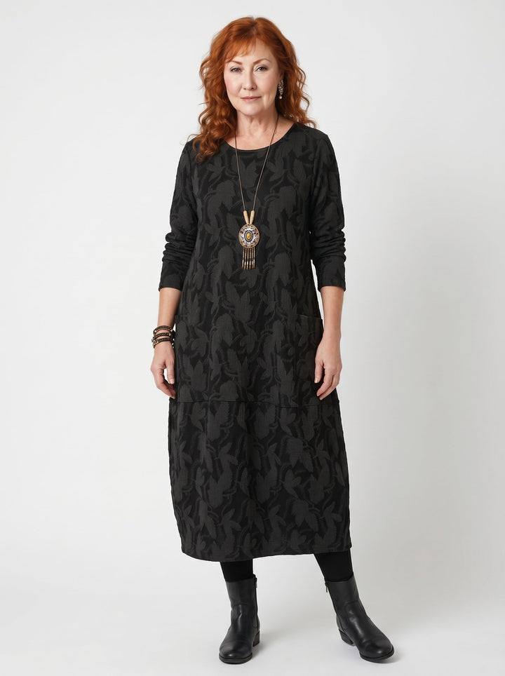 AOIFE | ELEGANT LEAF PRINT MIDI DRESS