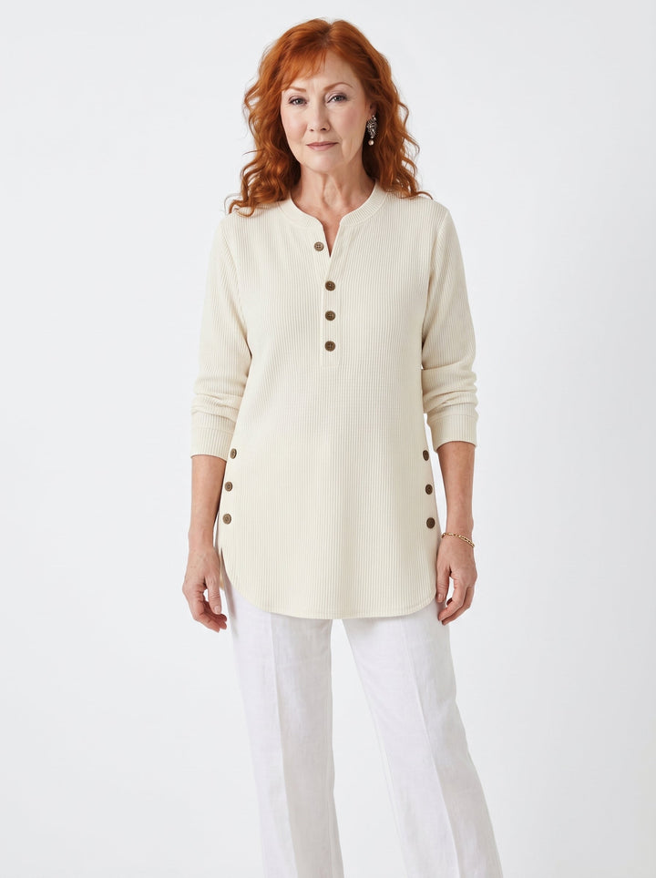 NIAMH | RELAXED BUTTON DETAIL TUNIC TOP