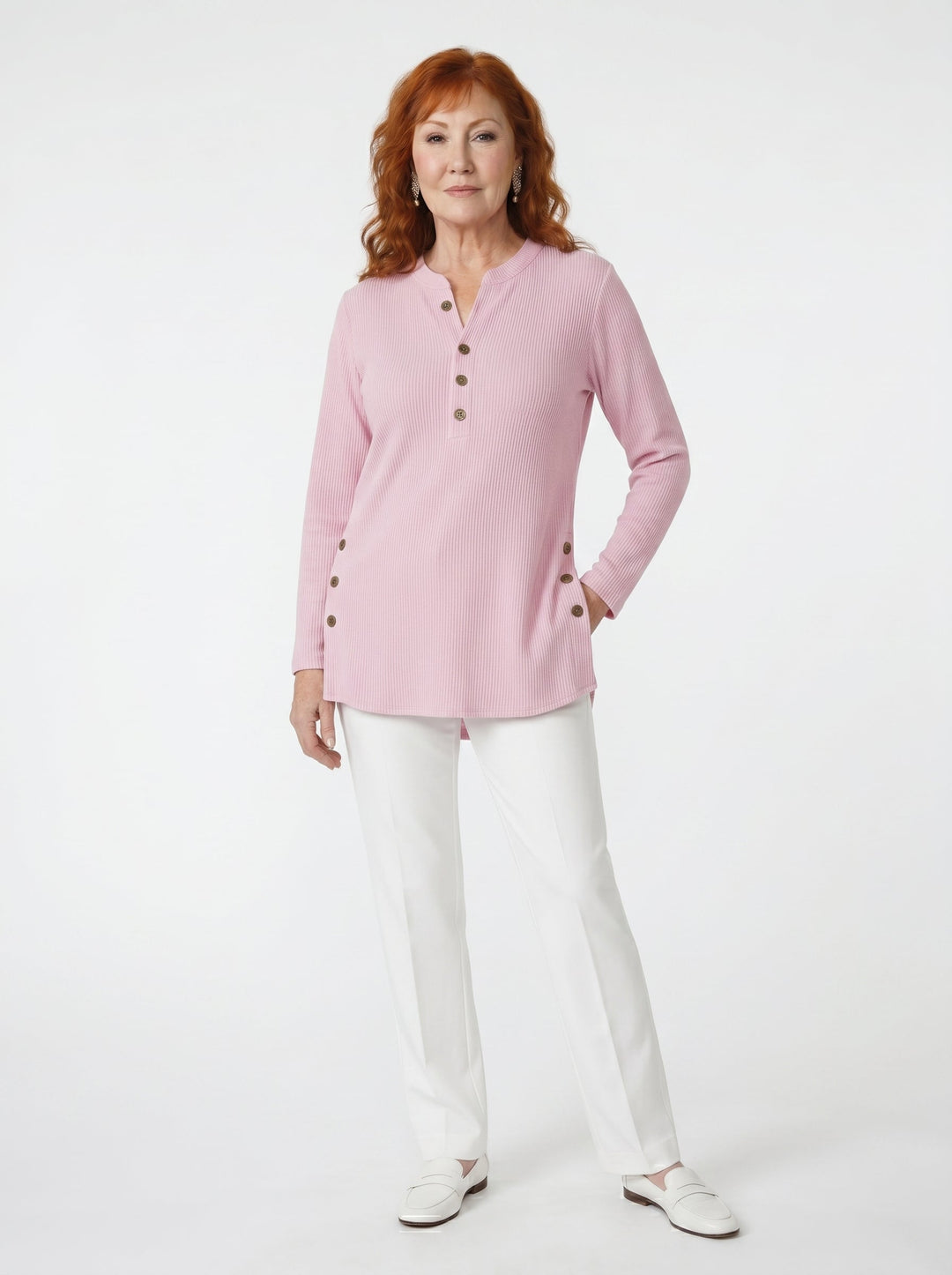 NIAMH | RELAXED BUTTON DETAIL TUNIC TOP