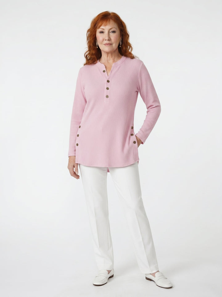 NIAMH | RELAXED BUTTON DETAIL TUNIC TOP