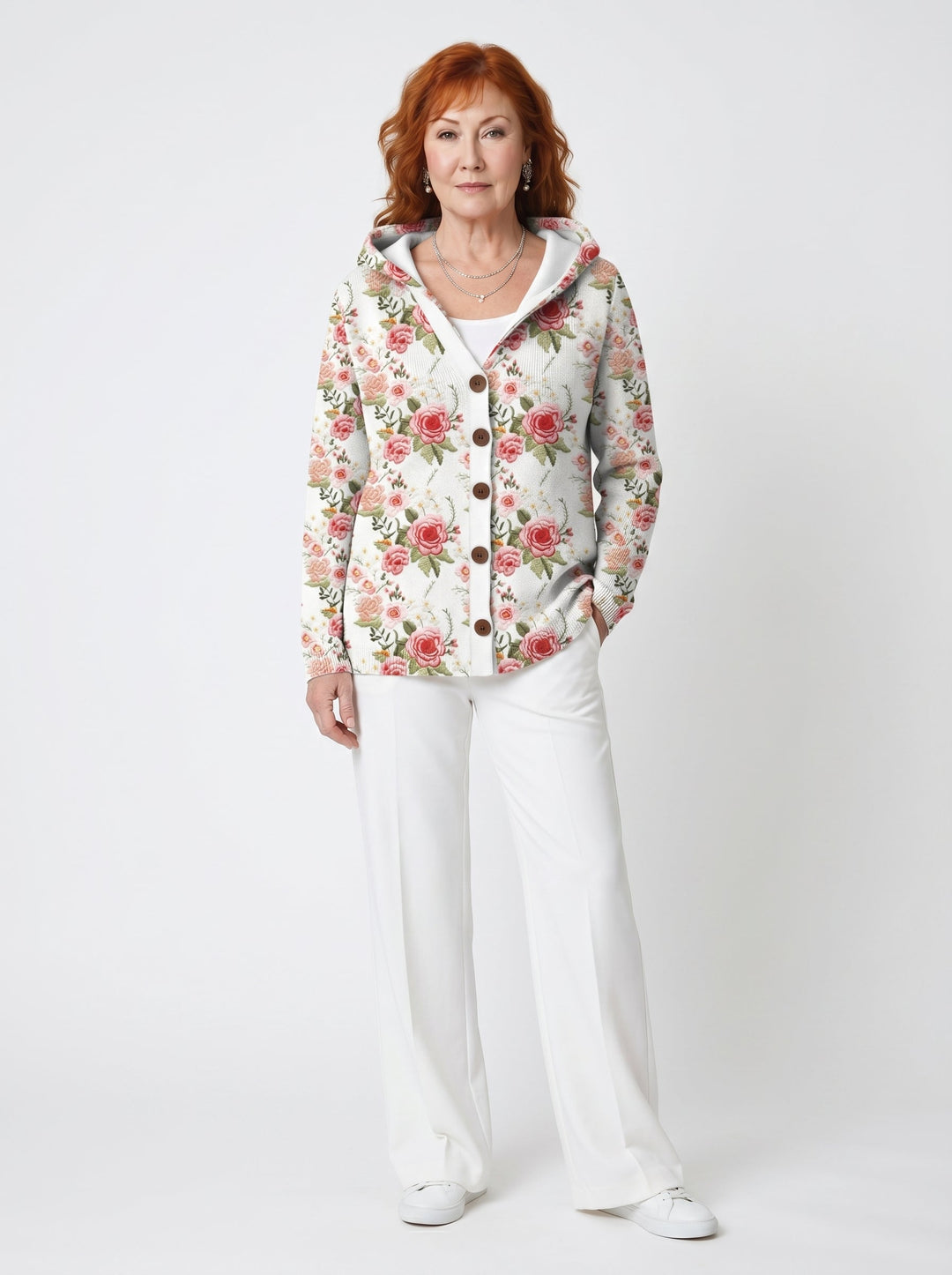 KEAVY | ELEGANT PRINTED BUTTON CARDIGAN