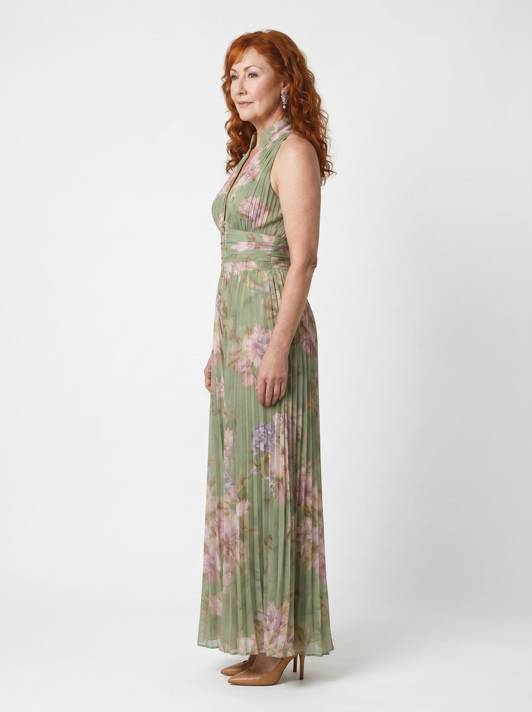 AOIBHEANN | PLEATED FLORAL CHIFFON JUMPSUIT