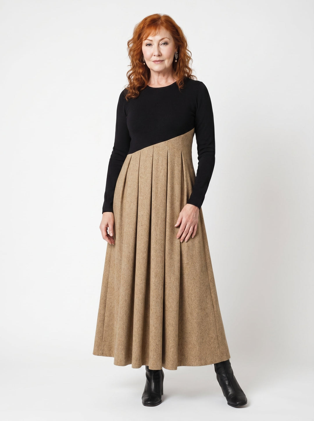 SIOBHÁN | CONTRAST PLEATED MAXI DRESS
