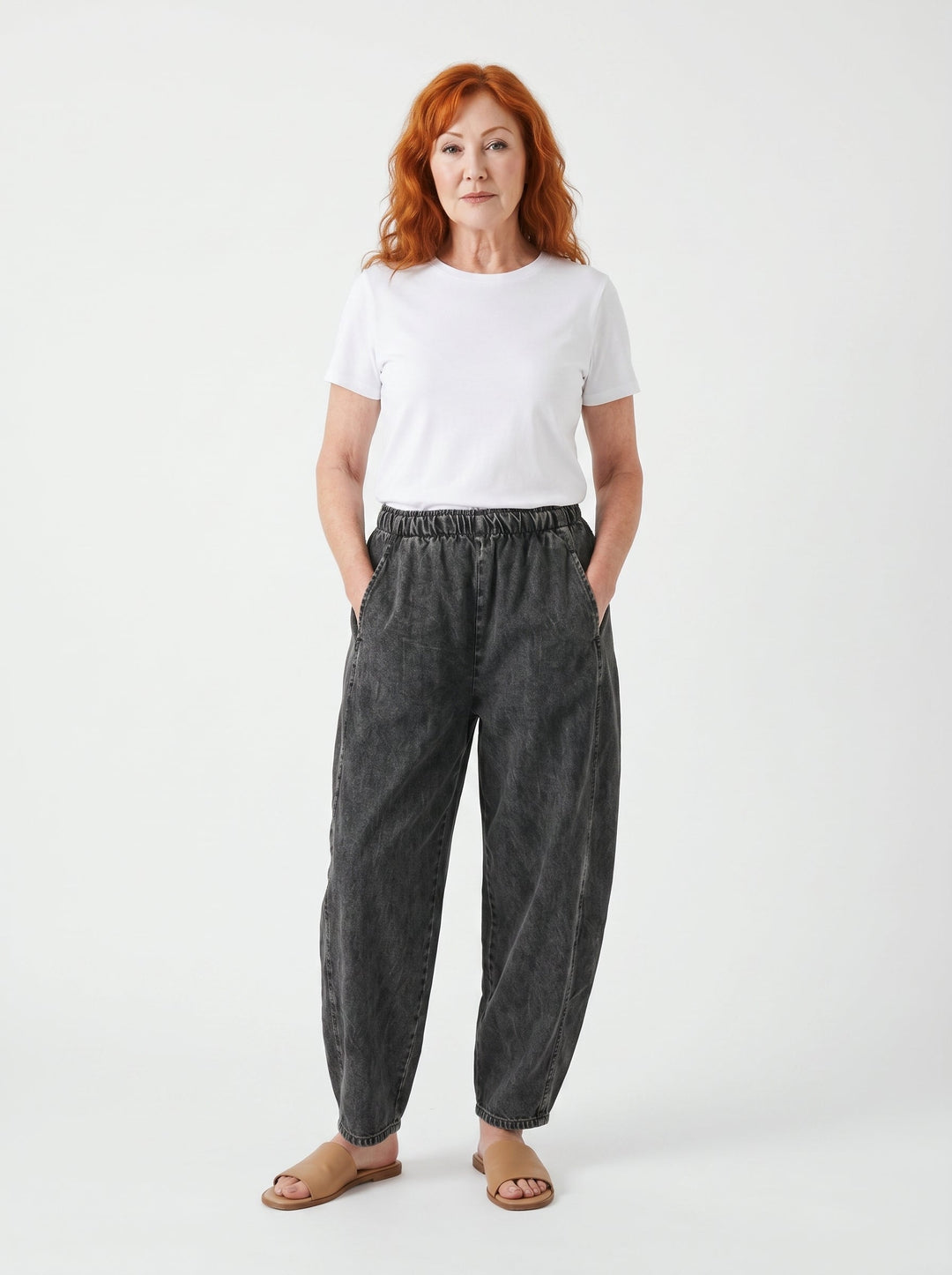 CLÍODHNA | RELAXED ELASTIC WAIST DENIM TROUSERS