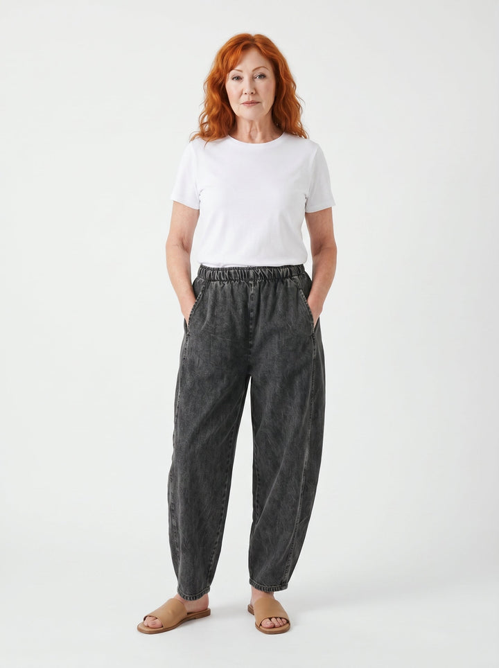 CLÍODHNA | RELAXED ELASTIC WAIST DENIM TROUSERS