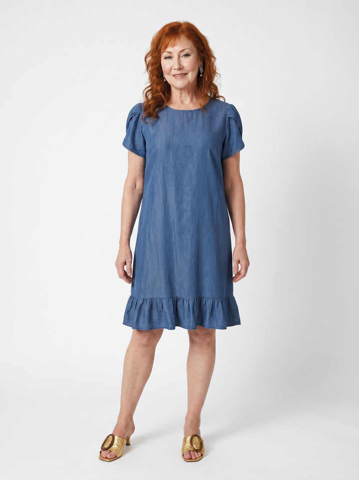 ÉILÍS | CASUAL DENIM-STYLE RUFFLE DRESS