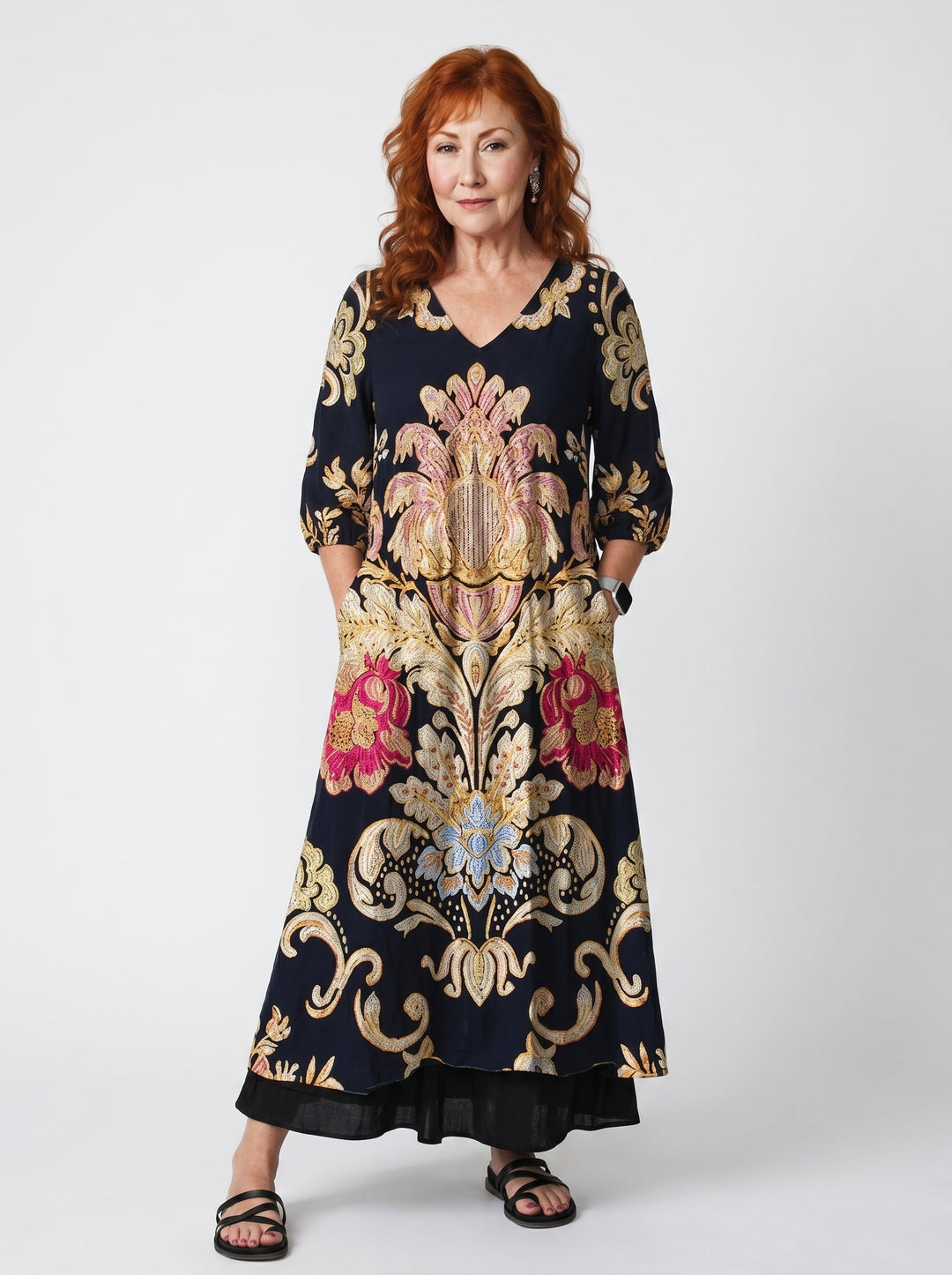 SÉIBHRA | ORNATE FLORAL MAXI DRESS