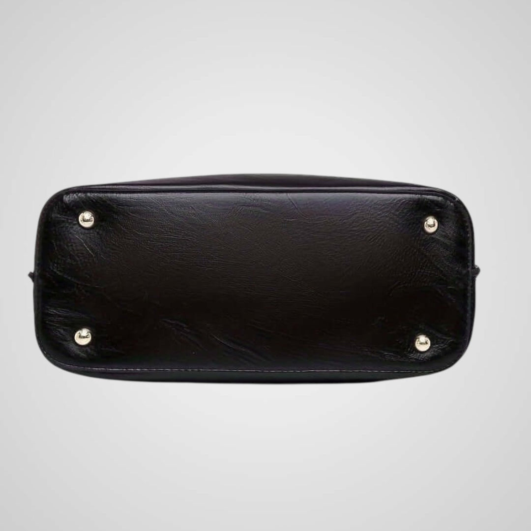 Two-Tone Leather Bag with Contrasting Handle