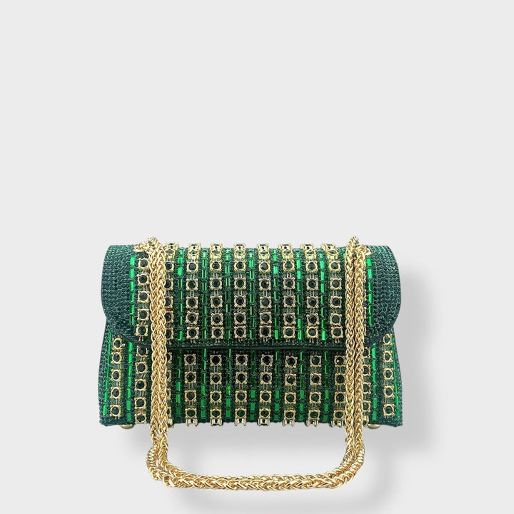 Chain-Strap Shoulder Bag with Stone Details