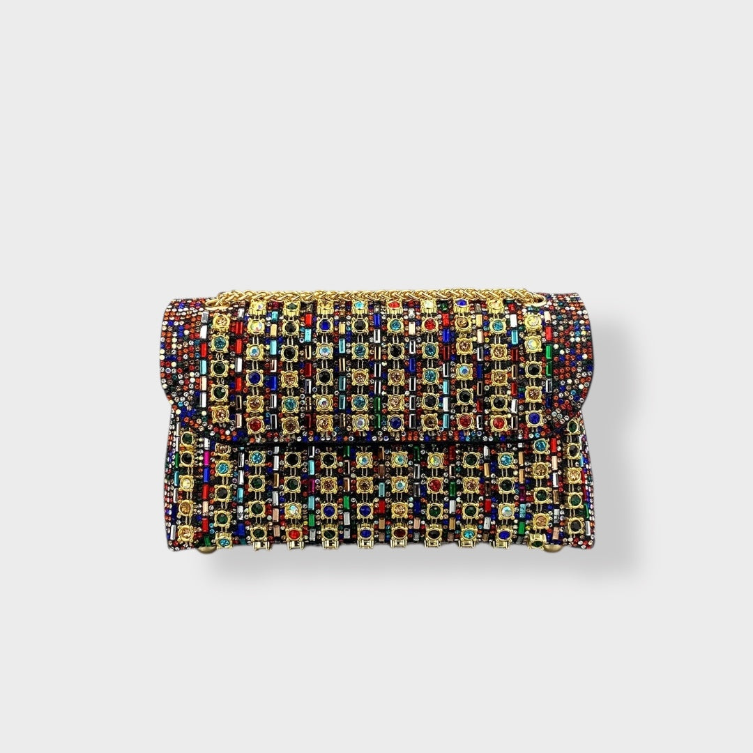 Chain-Strap Shoulder Bag with Stone Details
