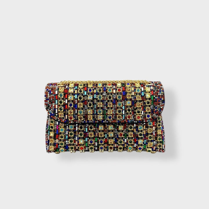 Chain-Strap Shoulder Bag with Stone Details