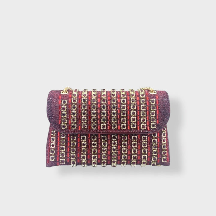 Chain-Strap Shoulder Bag with Stone Details