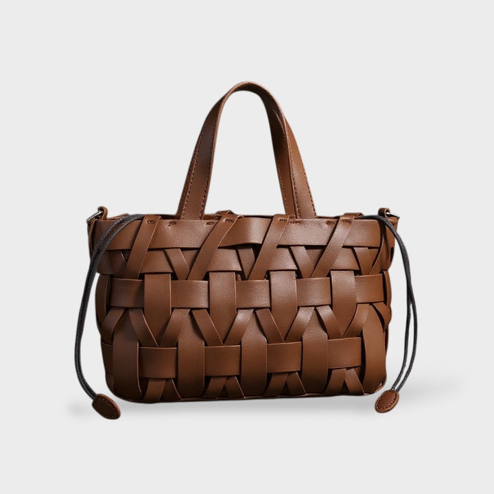 Handwoven Faux Leather Crossbody Bag