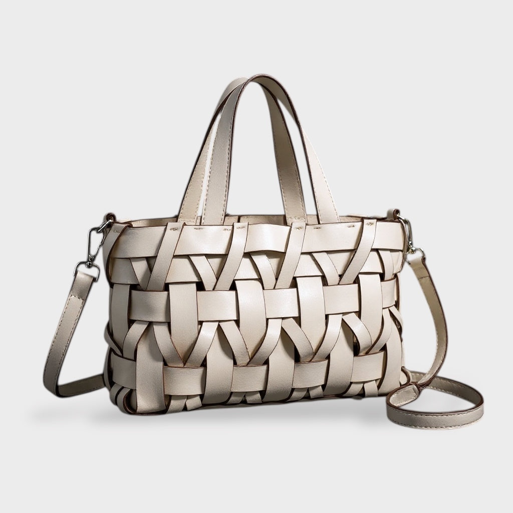 Handwoven Faux Leather Crossbody Bag