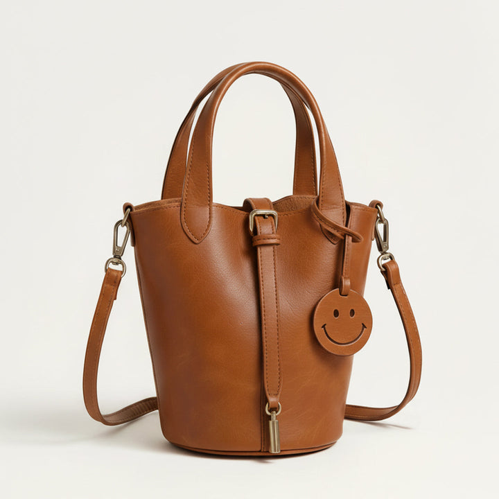 Structured Leather Bag with Smile Detail