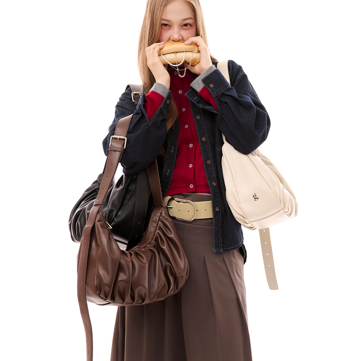 Croissant Shaped Faux Leather Sling Bag